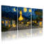 Abstrait, nuit étoilée, village, scène d'églises, ensemble de 3 impressions sur toile-2145880895