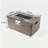 Outdoor rectangular gas fire pit table with propane tank cover