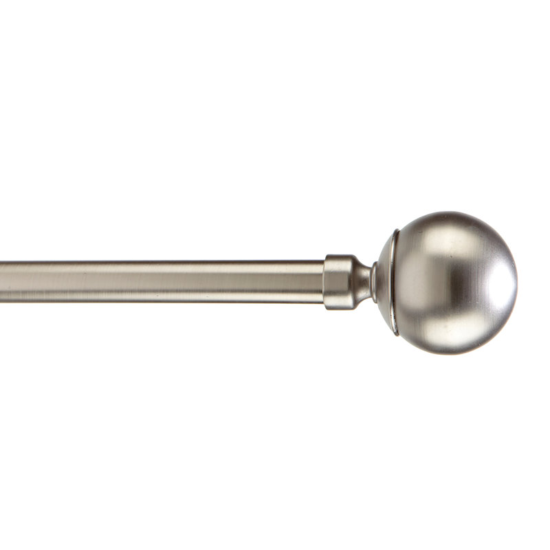 Cherell Adjustable Single Curtain Rod, 5.91" H x 51.69" W x 8.47" D, Satin Nickel