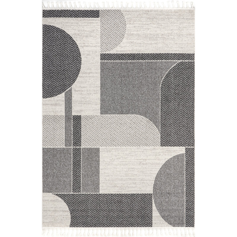 Joëlle Abstract Braided Tasseled Area Rug, Rectangle 5'3" x 7'7"