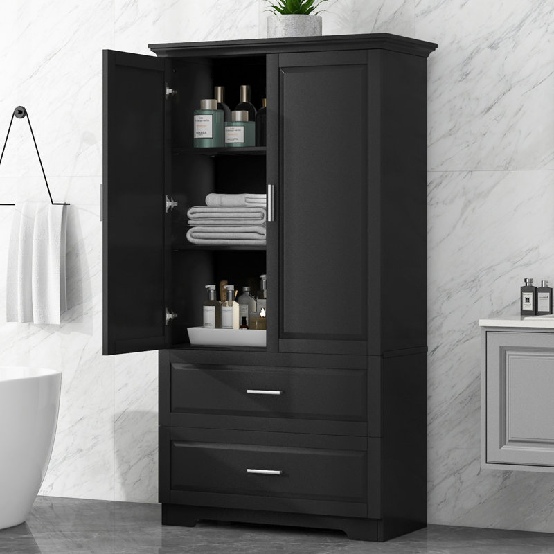 Tall Bathroom Storage Cabinet, Black