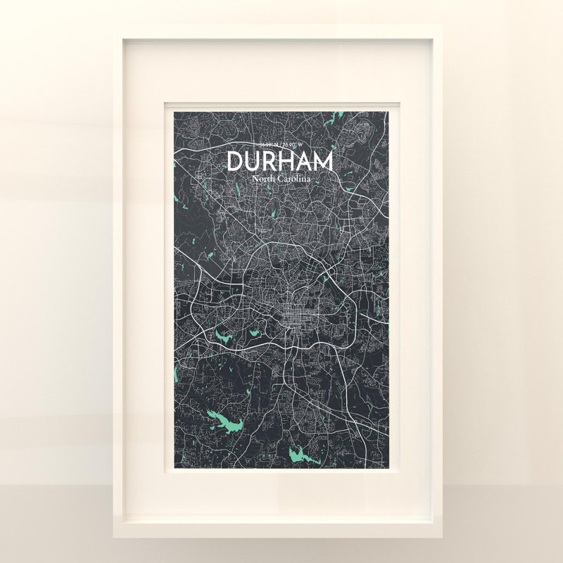 Durham City Map, impression, Vert/gris, H 17 po x l 11 po