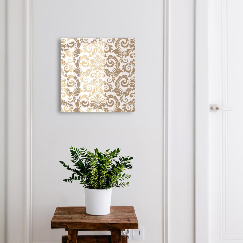 Key cabinet for wall, Opens to the right, 30x30x5, White, A floral pattern with classic elegance, 