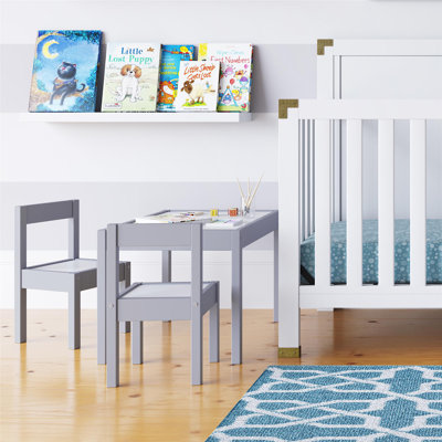 Ensemble de table de jeu rectangulaire et chaises en bois massif pour enfants Hunter