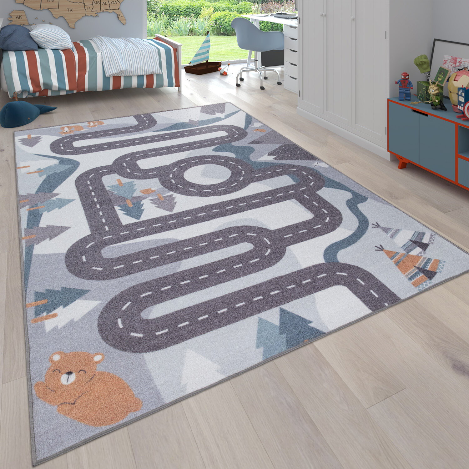 Redwood Rover Cadence Blue/Gray Area Rug & Reviews | Wayfair