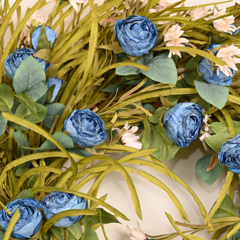 Grande couronne de fleurs artificielles 26 po