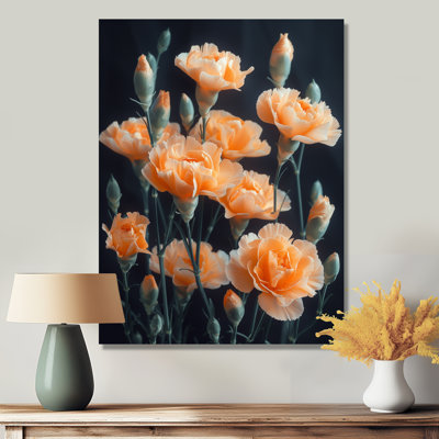Monochrome Yellow Black Carnations Bloom Photo I - Carnations Wall Decor