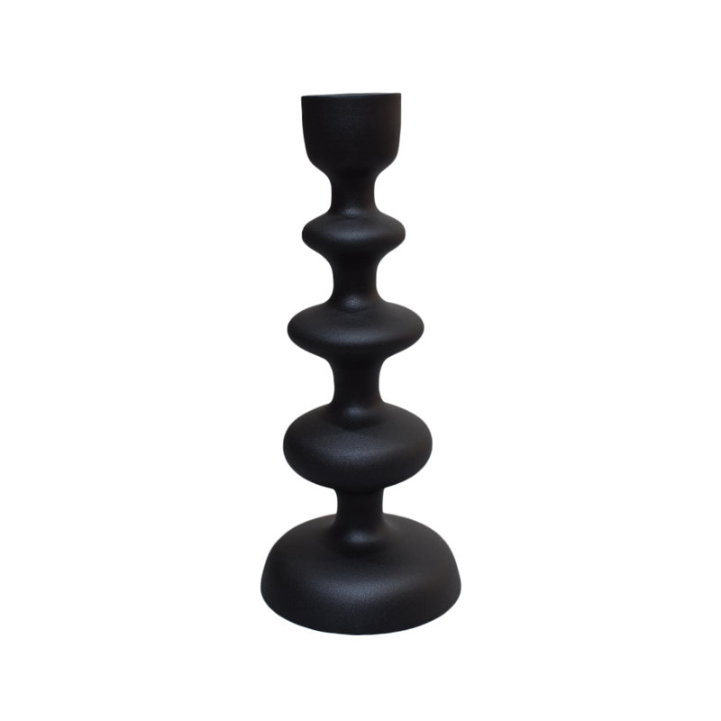 Bougeoir de table en aluminium, Noir, H 19 po x l 10 po x P 23 po