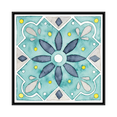 « jardin escapade tile v-bleu » par laura marshall, reproduction d’impression sur toile tendue
