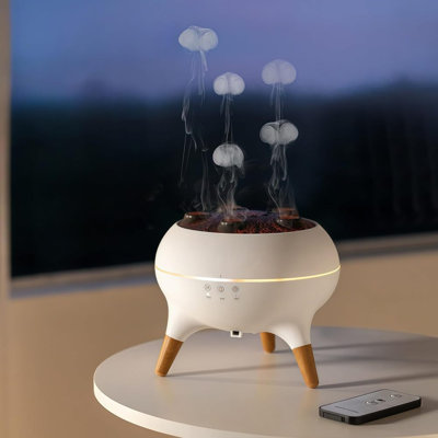 Dynamic Jellyfish Air Humidifier & Jellyfish Essential Oil Diffuser for Home,Office, Yoga - 7 Colour-Changing Lights ，Remote Control ，4H/8H Timer Setting, Auto Shut-Off 250ml