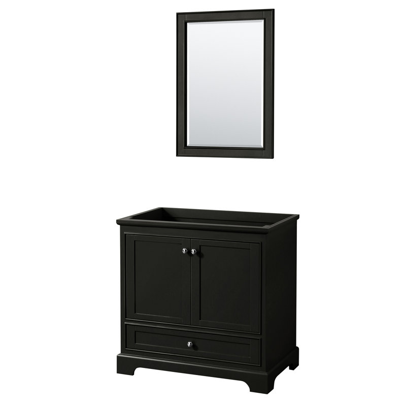 Base de meuble-lavabo de salle de bain simple 35" seulement Deborah, Espresso foncé / chrome poli