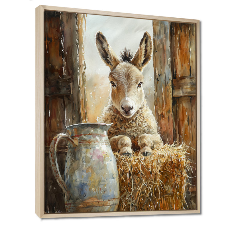 Dulcio Donkey Portrait At The Barn I - Donkey Large, art mural, Impression encadrée flottante, H 44 po x l 34 po