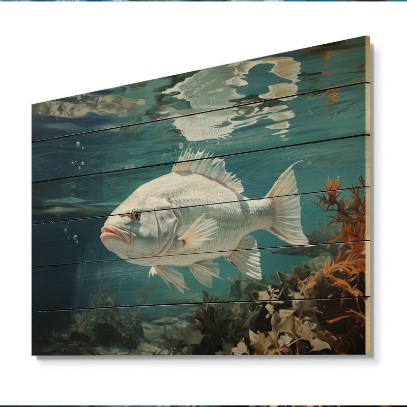 Pêche, sérénité, mers II sur bois, H 10 po x l 20 po x P 0,78 po