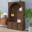 Hall Tree Entryway Organizer, Storage Bench With 3 Cabinets Adjustable Shelves, Retro Arched Coat Rack With 4 Golden Hooks-709492875