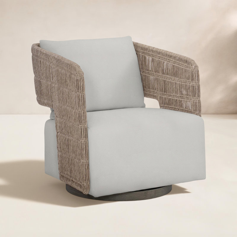 Maldives Swivel Patio Chair with Cushions, Light Gray Vinyl 6503-010