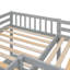 Lit mezzanine en L gris, deux places, avec deux bureaux intégrés - Lit en bois au charme indéniable, bureaux intégrés, espace de travail gris confortable