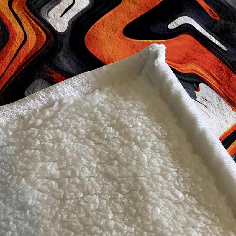 Throw Blanket, 68" W x 80" L, Striped, Orange/Black