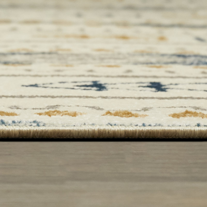 Tapis crème / bleu Sparta, Rectangle 7 pi 10 po x 10 pi