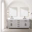 Meuble-lavabo double en chêne blanc 80 po X P 22 po D, dessus en marbre de Carrare et ensemble de robinet-117980376