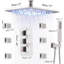 Ensemble de robinetterie thermostatique en nickel brossé avec pommeau de douche effet pluie DEL de 30 cm (12 pouces) et système de massage.