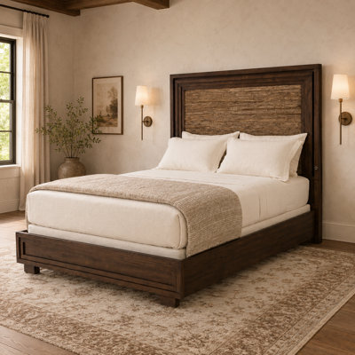  Carrollton Wood and Leather Queen Bed - Rustic Ranch