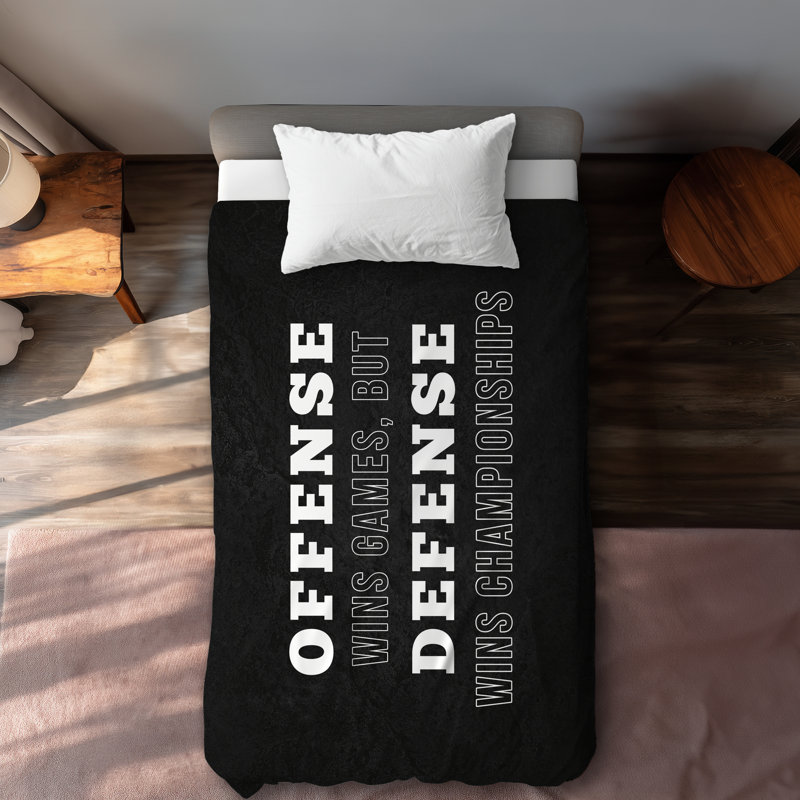 Offense Wins Games Black Duvet Cover | Hobbies Home Decor