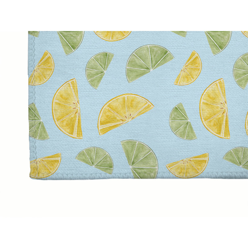 Tapis de bureau léger Summer Limes & Lemons, L 36 po x P 60 po, Bleu nuage