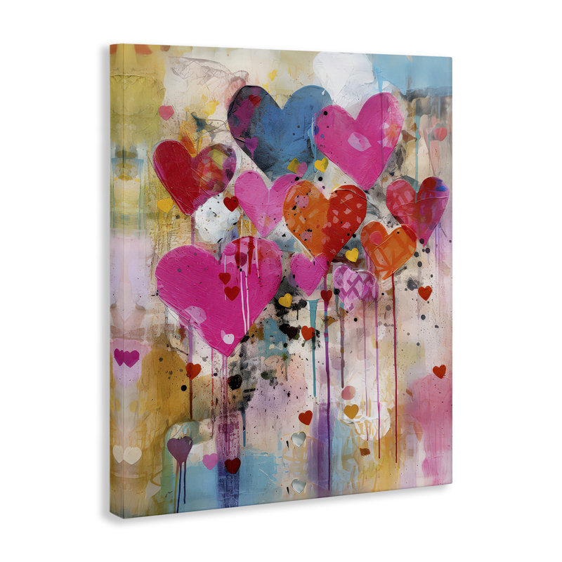 "Whimsical Love Hearts", art mural sur toile par LSR Design Studio, H 40 po x l 30 po