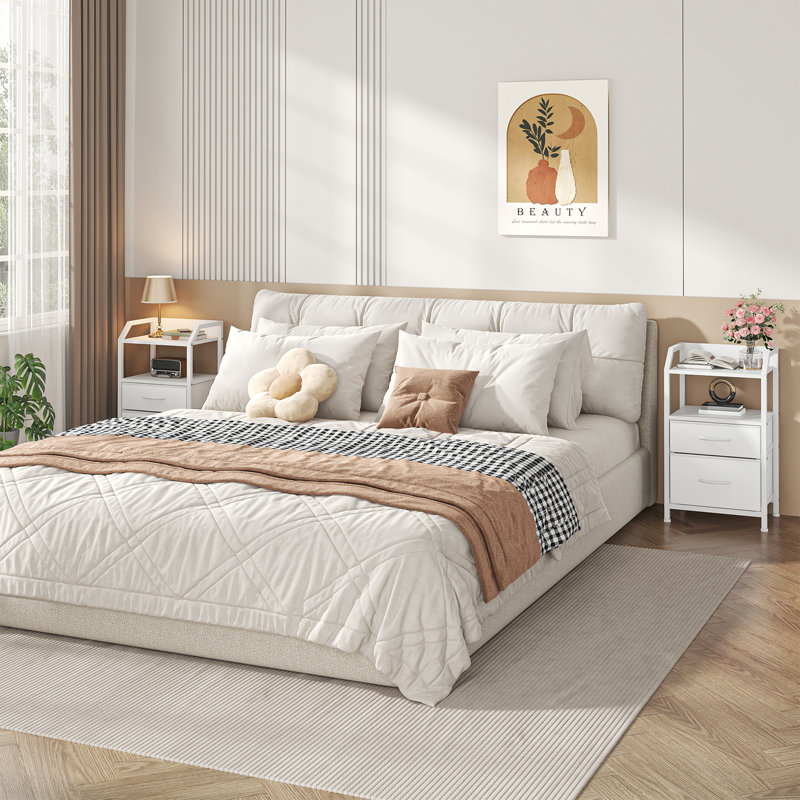 40cm W Bedside Table, White