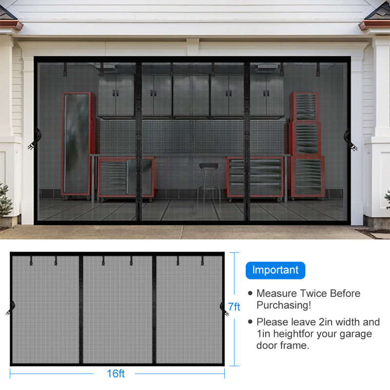 Rideau de porte de garage en fibre de verre avec trois crochets pour garage, L 84 po x H 192 po