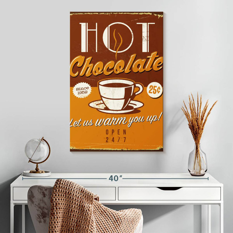 Plaque murale rétro chocolat chaud, H 30 po x l 20 po