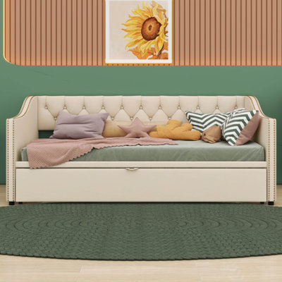 Twin Size Upholstered Daybed With Pop Up Trundle by Red Barrel Studio