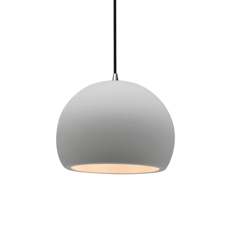Luminaire suspendu à 1 lumière Aschwin, H 6 po x l 7 po x P 7 po, Bisque, Nickel brossé