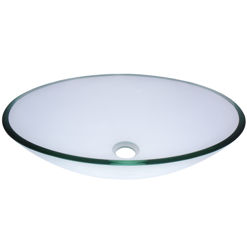 Novatto 15'' Clear Glass Oval Bathroom Sink, Oil Rubbed Bronze