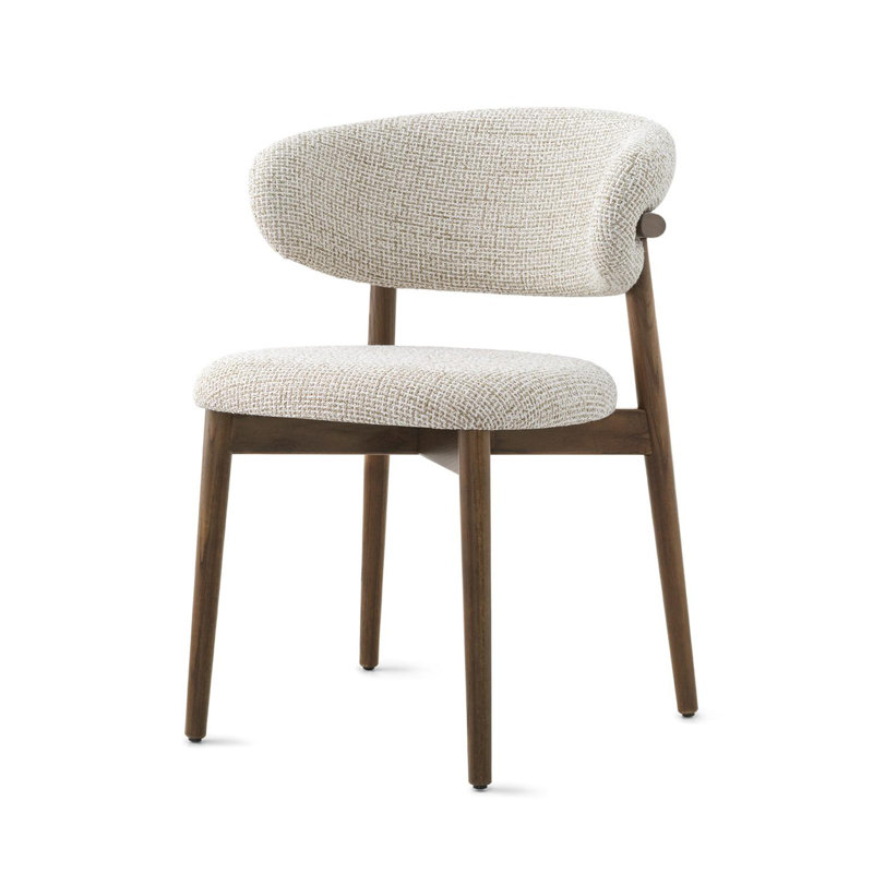 Oleandro Upholstered Chair with Metal Base, Smoke, Bouclé Hemp