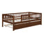 Lit de jour simple en bois avec couchette et garde-corps de sécurité, parfait pour les espaces compacts et les lits d'appoint