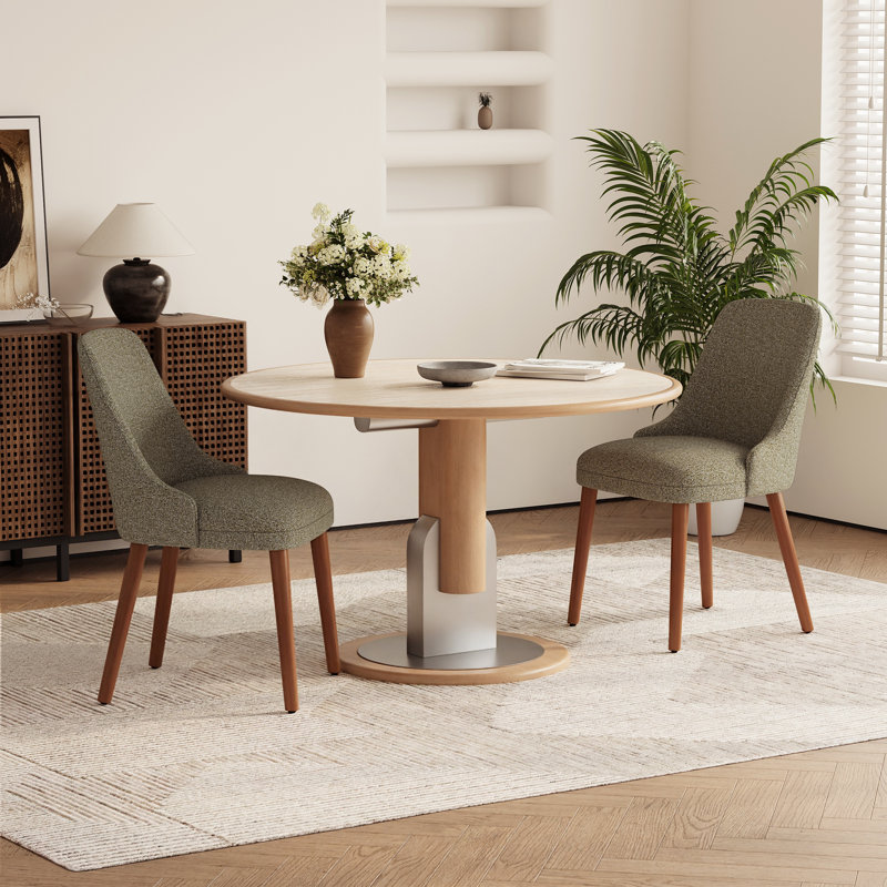 High Back Dining Chair with Ergonomic Curved Back, Padded Seat & Solid Wood Legs, Green