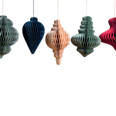 Recycled Paper Large Ornaments, Set of 5