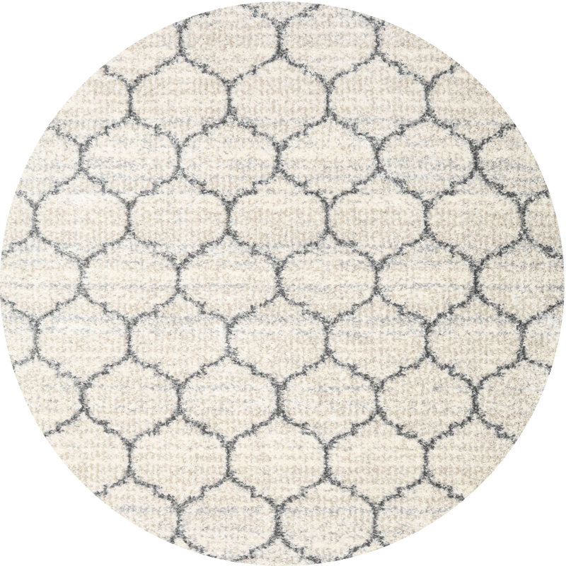 Tapis de zone ivoire contemporaine, Rond 6 pi