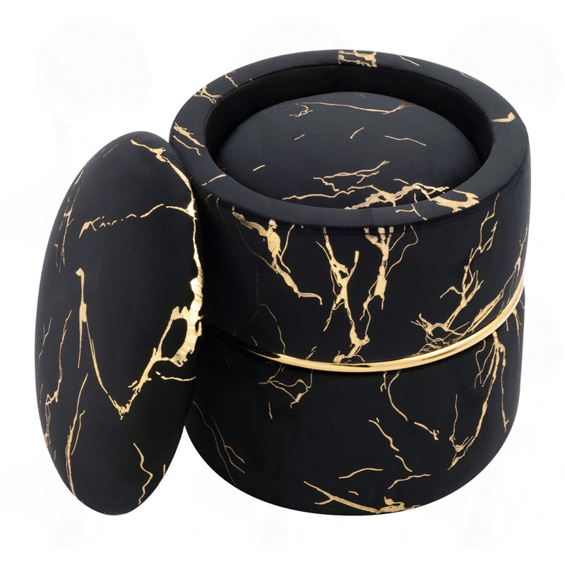 Ensemble de 2 repose-pieds ronds avec rangement, Noir