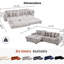 Velours côtelé modulaire en L 110,5 po avec repose-pieds mobile, mains courantes améliorées, 8 coussins décoratifs et porte-gobelets convertibles gris-804541875