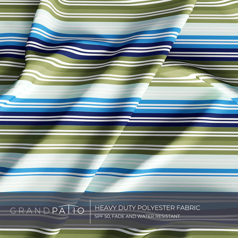 Parasol en porte-à-faux 11 pi, Bleu / blanc / rayures brunes
