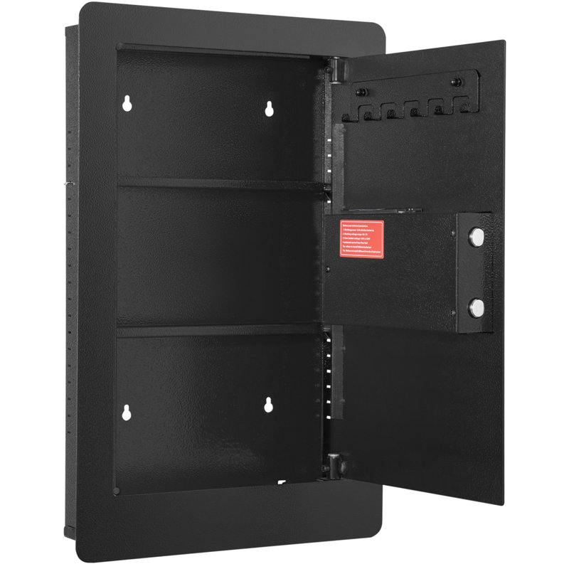25.59 in Tall In Wall Safe, Hidden Wall Security Safe with Digital Keypad, 3 Removable Shelves, 6 Key Holders, LED Light and Vibration Alarm, Q235 Cold Rolled Steel Safe for Jewelry Passport Cash