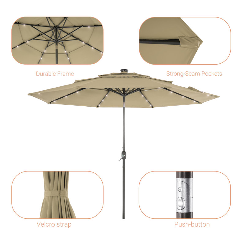 Parasol de marché éclairé 120 po Sanfra, Sable