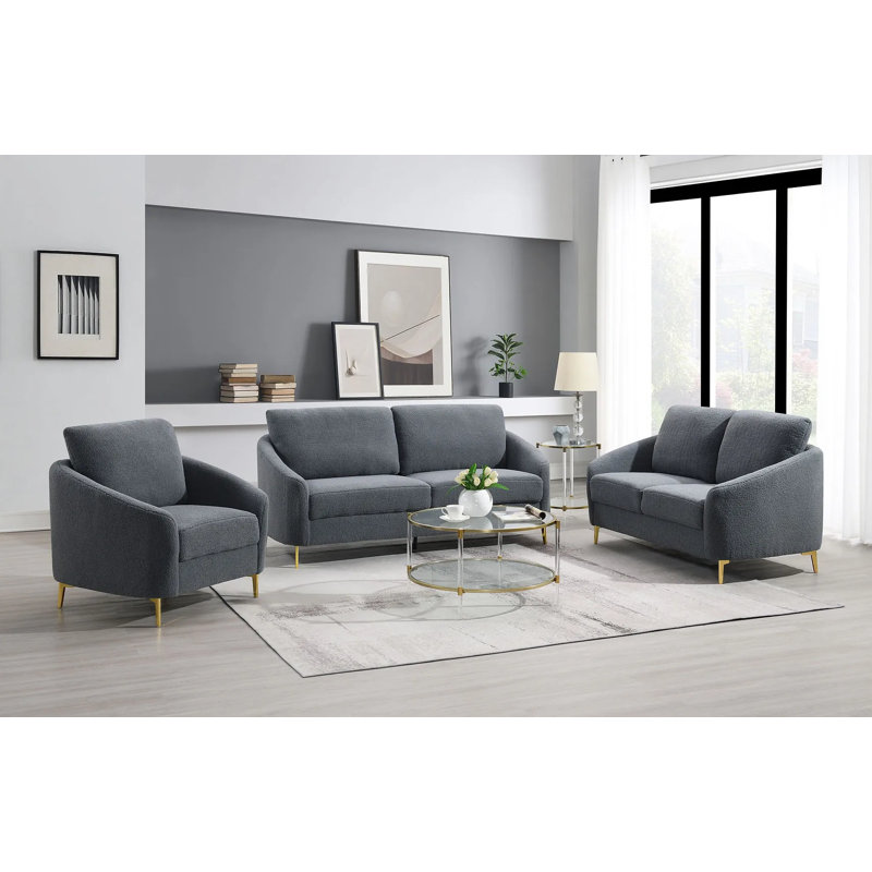 Ensemble de canapé 3 pièces Modern, Boucle gris