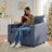 3-in-1 Convertible Velvet Chaise Lounge,Recliner Sofa Chair-1334338227