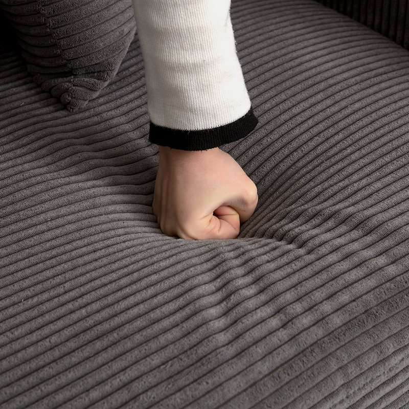 Canapé profond en velours côtelé avec 2 repose-pieds pour une détente optimale dans le salon 6 et mobile, Gris