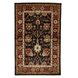 Hand Knotted Wool Area Rug in Brown And Rust
