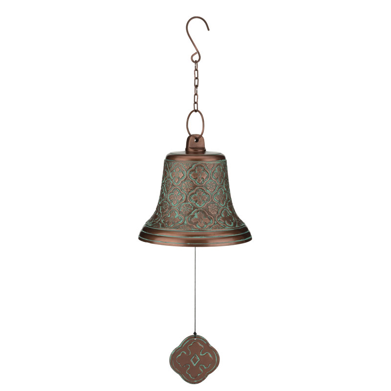 Cloche à vent décorative en aluminium et fer Patina avec finition résistante aux intempéries et crochet de suspension, Bronze