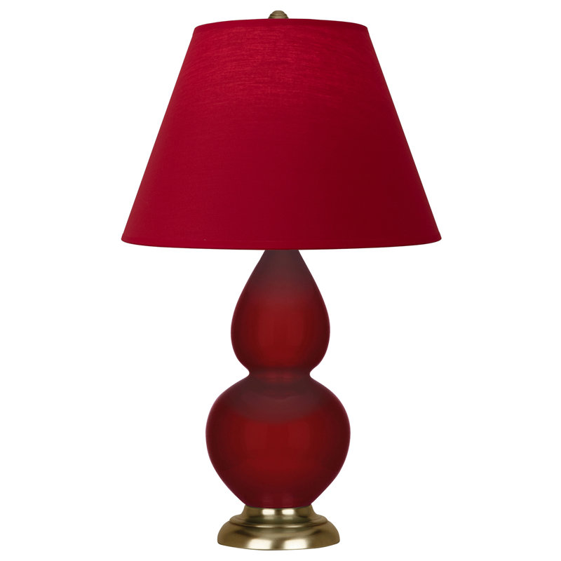 Petite lampe d'appoint à double gourde, Rouge / laiton naturel antique, Thé vert / taupe
